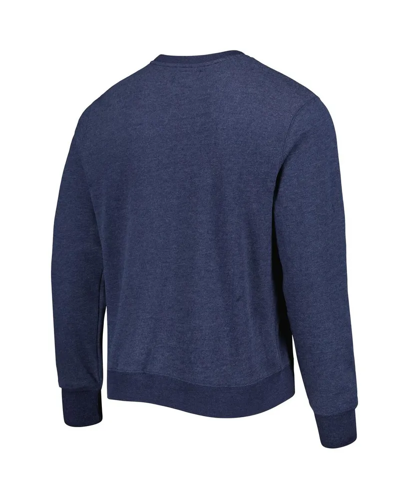 Men's '47 Brand Heather Navy Distressed Denver Broncos Bypass Tribeca Pullover Sweatshirt