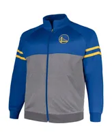 Men's Fanatics Royal, Heather Gray Golden State Warriors Big and Tall Pieced Stripe Raglan Full-Zip Track Jacket