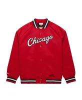 Men's Mitchell & Ness Red Chicago Bulls Hardwood Classics Throwback Wordmark Raglan Full-Snap Jacket