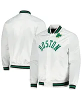 Men's Mitchell & Ness White Boston Celtics Hardwood Classics Throwback Wordmark Raglan Full-Snap Jacket