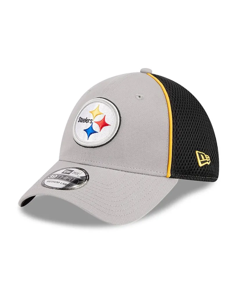 Men's New Era Gray Pittsburgh Steelers Pipe 39THIRTY Flex Hat