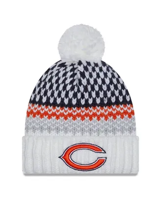 Women's New Era White Chicago Bears 2023 Sideline Cuffed Knit Hat with Pom