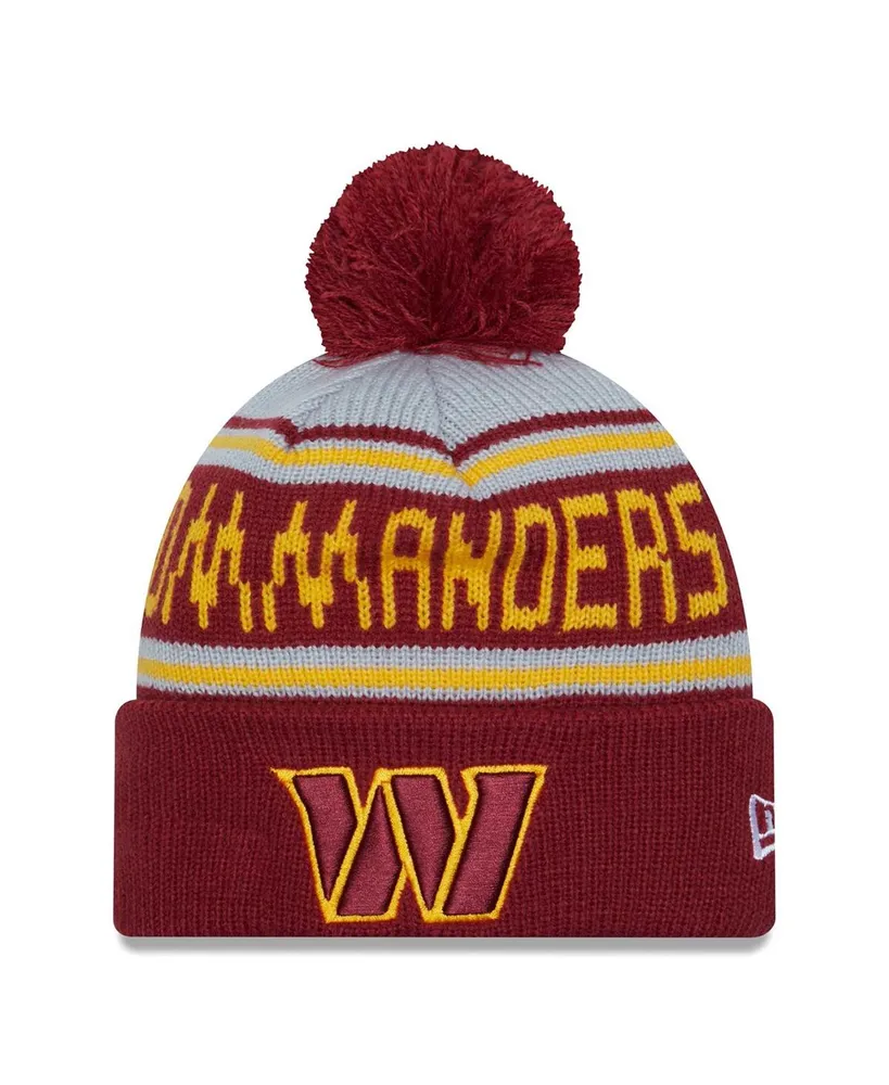 Men's New Era Burgundy Washington Commanders Main Cuffed Knit Hat with Pom