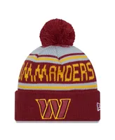 Men's New Era Burgundy Washington Commanders Main Cuffed Knit Hat with Pom