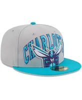 Men's New Era Gray, Teal Charlotte Hornets Tip-Off Two-Tone 59FIFTY Fitted Hat