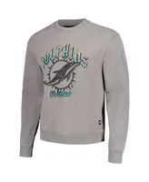 Men's and Women's The Wild Collective Gray Miami Dolphins Distressed Pullover Sweatshirt