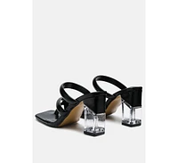 Erised Clear Block Heel Cross Strap Sandals