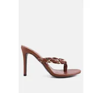 Womens Melodrama Stiletto Heel Braided Thong Sandals