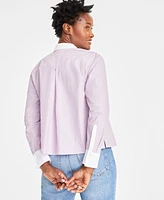 On 34th Women's Embellished Delicate-Stripe Shirt, Created for Macy's