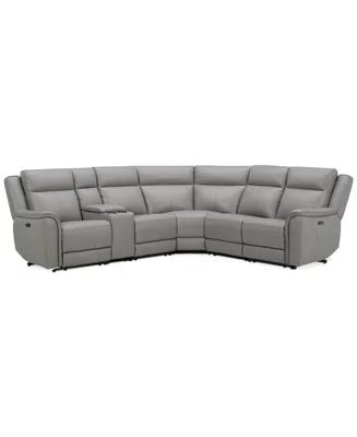 Addyson 117" 6-Pc. Leather Sectional with 2 Zero Gravity Recliners Power Headrests and 1 Console, Created for Macy's