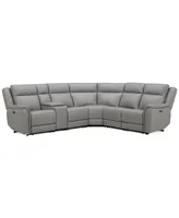 Addyson 117" 6-Pc. Leather Sectional with 2 Zero Gravity Recliners Power Headrests and 1 Console, Created for Macy's