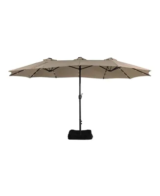 Mondawe 15ft Rectangular Double-Sided Solar Led Outdoor Patio Market Umbrella with Base Included