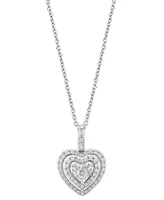 Effy Diamond Heart Halo Cluster 18" Pendant Necklace (1/3 ct. t.w.) in 14k White Gold