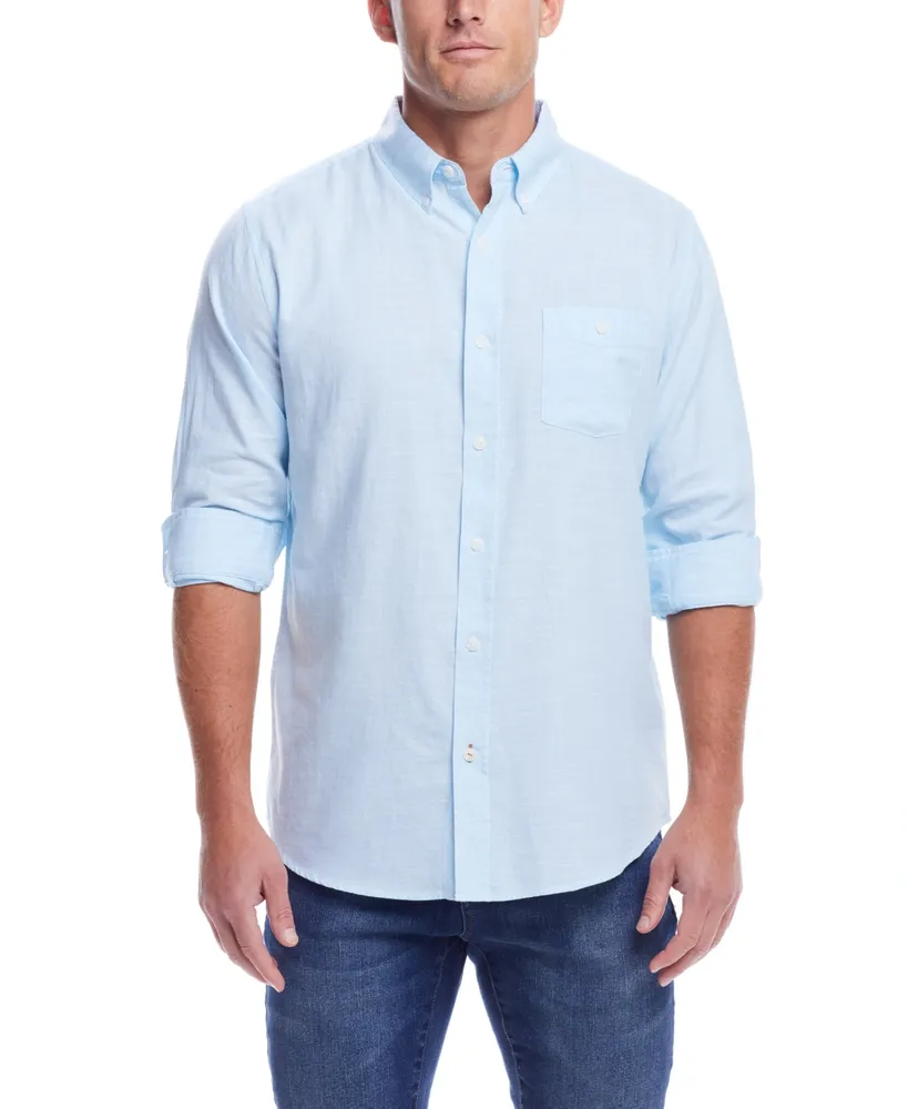 Weatherproof Vintage Men's Long Sleeve Solid Cotton Twill Shirt