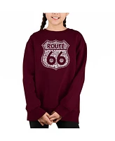 Route 66 - Life Is A Highway Big Girl's Word Art Crewneck Sweatshirt