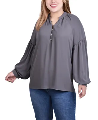 Ny Collection Plus Size Long Raglan-Sleeve Blouse