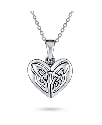 Romantic Celtic Triquetra Love Knot Butterfly Heart Infinity Pendant Necklace For Women Teen .Oxidized .925 Sterling Silver