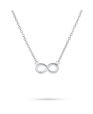 Bling Jewelry Delicate Minimalist Eternity Figure Eight Symbol Love Knot Sideways Infinity Pendant Necklace For Women Sterling Silver