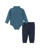 Infant Boys Teal Suspender Shirtzie Set