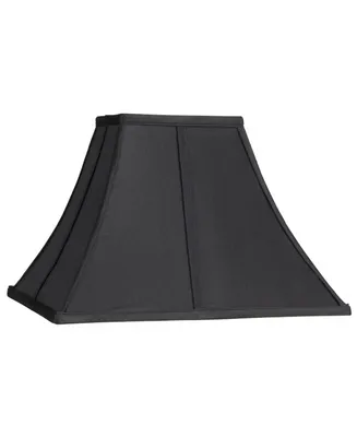 Medium Square Curved Black Lamp Shade 6" Top x 14" Bottom x 9.5" High (Spider) Replacement with Harp and Finial - Springcrest