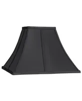 Medium Square Curved Black Lamp Shade 6" Top x 14" Bottom x 9.5" High (Spider) Replacement with Harp and Finial - Springcrest