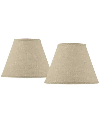 Set of 2 Empire Lamp Shades Fine Burlap Small 6" Top x 12" Bottom x 9" Slant Spider with Replacement Harp and Finial Fitting - Springcrest