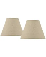 Set of 2 Empire Lamp Shades Fine Burlap Small 6" Top x 12" Bottom x 9" Slant Spider with Replacement Harp and Finial Fitting - Springcrest