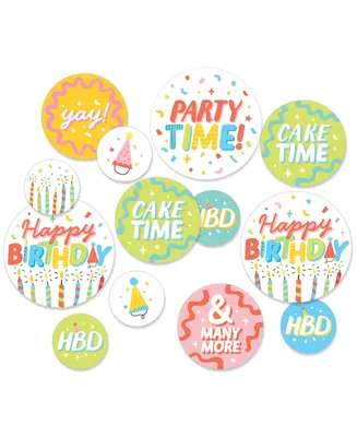 Party Time - Happy Birthday Party Decorations - Large Confetti 27 Count - Assorted Pre