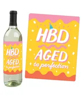 Party Time - Happy Birthday Party - Wine Bottle Label Stickers - Set of 4 - Assorted Pre