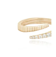 Alev Jewelry Aj by Alev Fluted Swirl Gold and White Topaz Ring