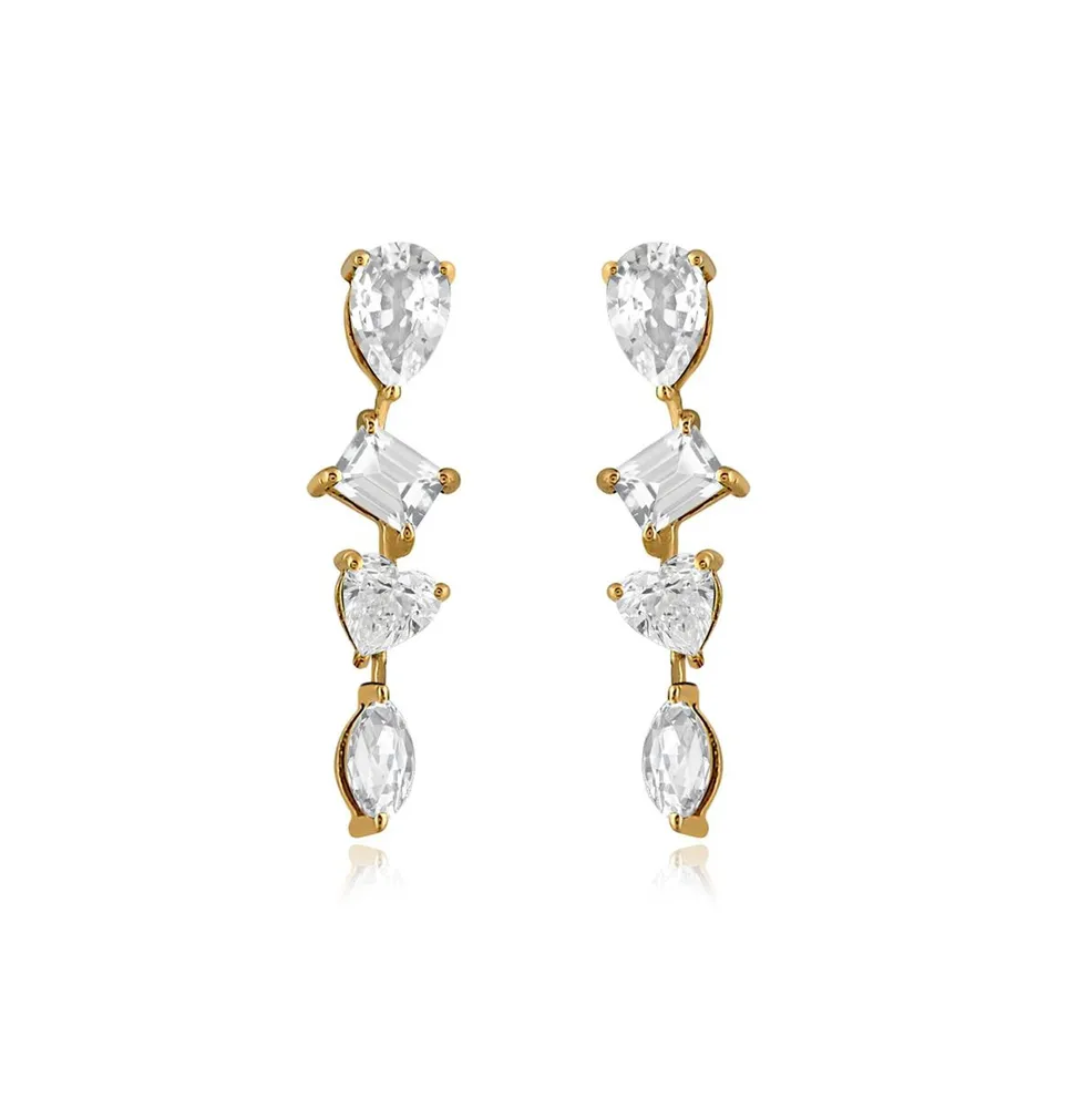 Alev Jewelry Aj by Alev Multi Shape Drop White Topaz Earrings