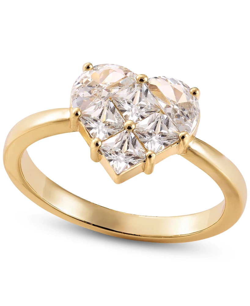 Charter Club Gold-Tone Mixed Cubic Zirconia Heart Ring, Created for Macy's