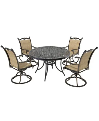 Mondawe 5-Piece Aluminum Outdoor Patio Dining Set with Swivel Armchairs, Brown