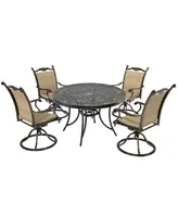 Mondawe 5-Piece Aluminum Outdoor Patio Dining Set with Swivel Armchairs, Brown