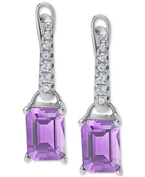 Amethyst (2 ct. t.w.) & Lab-Grown White Sapphire (1/8 ct. t.w.) Leverback Drop Earrings in Sterling Silver