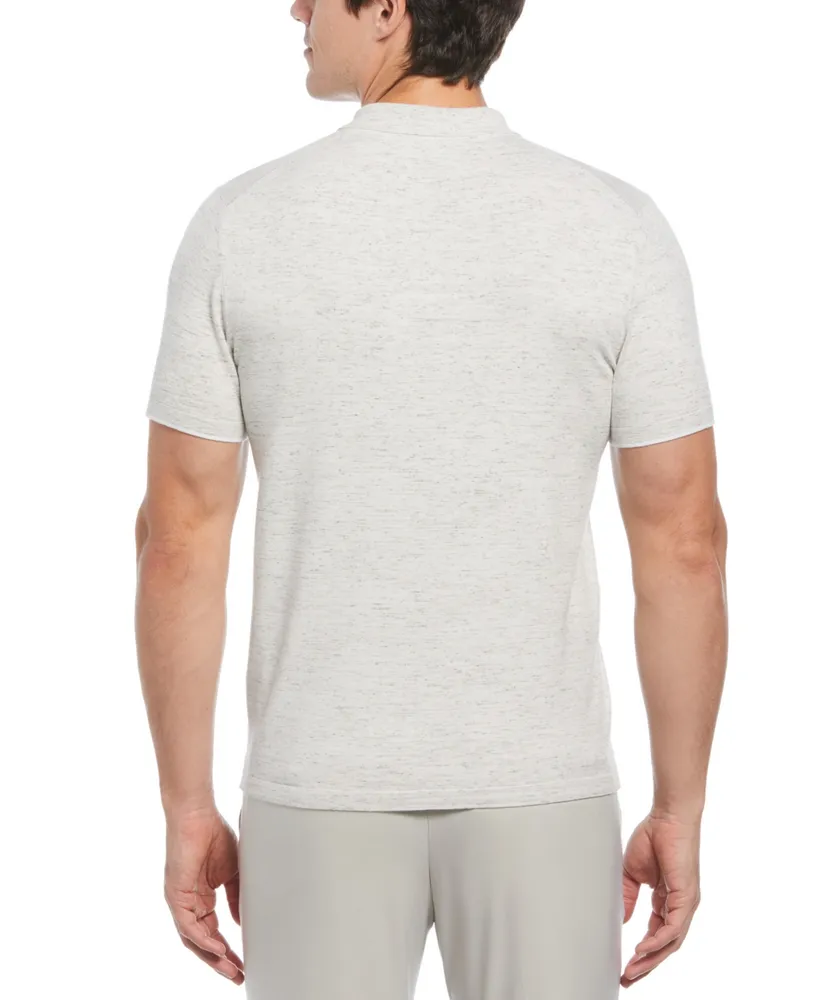 Perry Ellis Men's Heathered Quarter-Zip Short Sleeve Polo Shirt