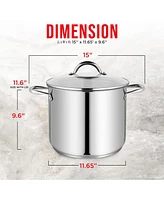 Bakken-Swiss Deluxe 14-Quart Stainless Steel Stockpot w/Tempered Glass See-Through Lid - Simmering Delicious Soups Stews & Induction Cooking