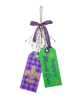 Glitzhome 25.5" H Happy Mardi Gras Day Wooden Bookmark Door Hanger