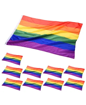 5x3 Ft Rainbow Flag Gay Pride Lesbian Lgbt Banner Polyester with Grommet 10 Pack