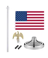 Yescom 8 Ft Telescoping Indoor Flag Pole Kit Base Eagle Topper Aluminum 3x5 Ft Us Flag