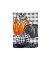 Evergreen Pumpkin Check Garden Suede Flag 12.5 x 18 Inches Indoor Outdoor Decor