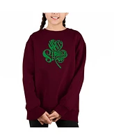 St. Patrick's Day Shamrock - Big Girl's Word Art Crewneck Sweatshirt