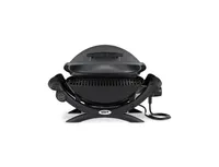 Weber Q 1400 Electric Grill (Black) with Portable Cart and Grill Cover