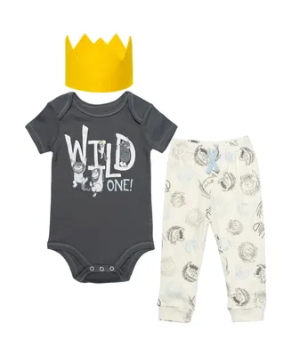 Warner Bros. Where the Wild Things Are Boys Bodysuit & Pants Hat Gray/Yellow/White