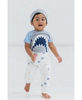 Welcome to the Universe Baby Jaws Shark Baby Bodysuit, Pant & Hat 3 Piece Set