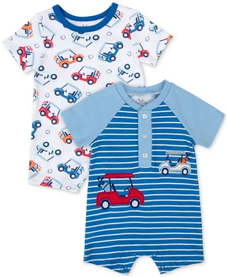 Baby Essentials Boys Golf Cart Rompers, 2 Pack