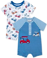Baby Essentials Boys Golf Cart Rompers, 2 Pack