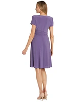 R&M Richards Short-Sleeve Faux-Wrap Dress