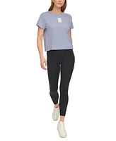 Dkny Sport Women's Cotton Crewneck Puff-Logo Cropped T-Shirt