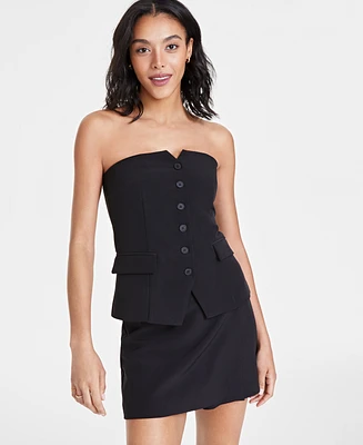 Bar Iii Women's Strapless Button-Front Top, Created for Macy's